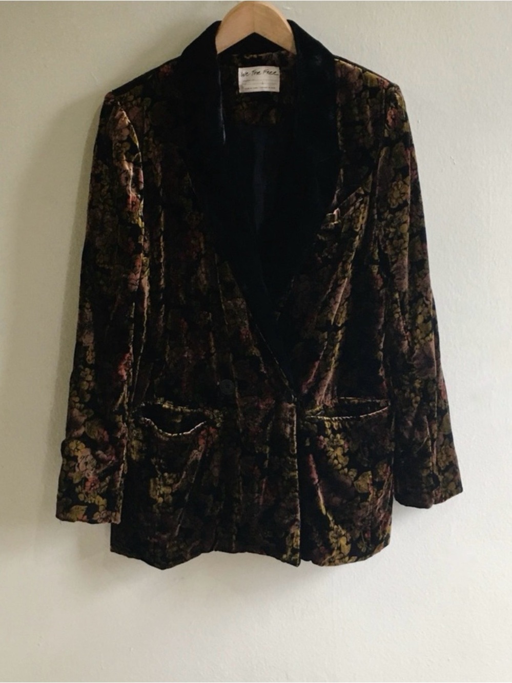 BEAUTIFUL Free People Nicolette Velvet Blazer Floral  Sz M